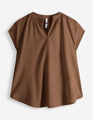 Halenkov&eacute; tričko - Jednobarevn&eacute; - hneda