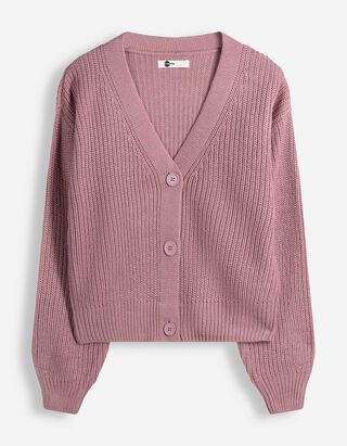 Strickjacke - Knopfleiste - Beere