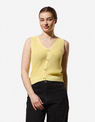 Top in maglia - Abbottonatura - giallo chiaro