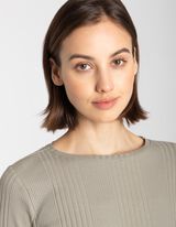 Majica dugih rukava - Rebrasta struktura - tamno zelena