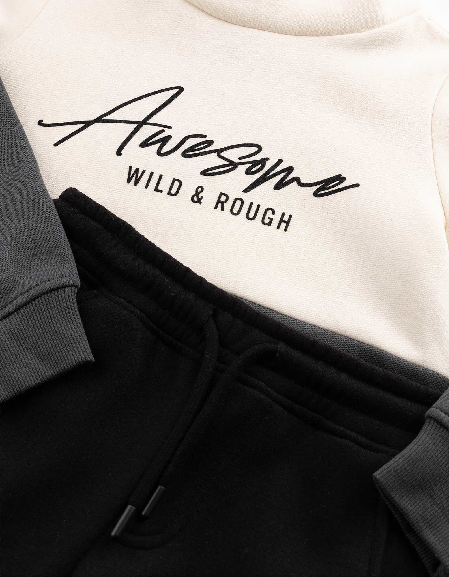 Set aus Sweatshirt und Hose - Color-Blocking - Dunkelgrau