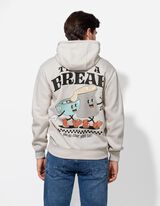 Mikina s kapucňou - Zadný výtlačok - bezova