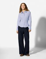 Bluse - Streifen - hellblau