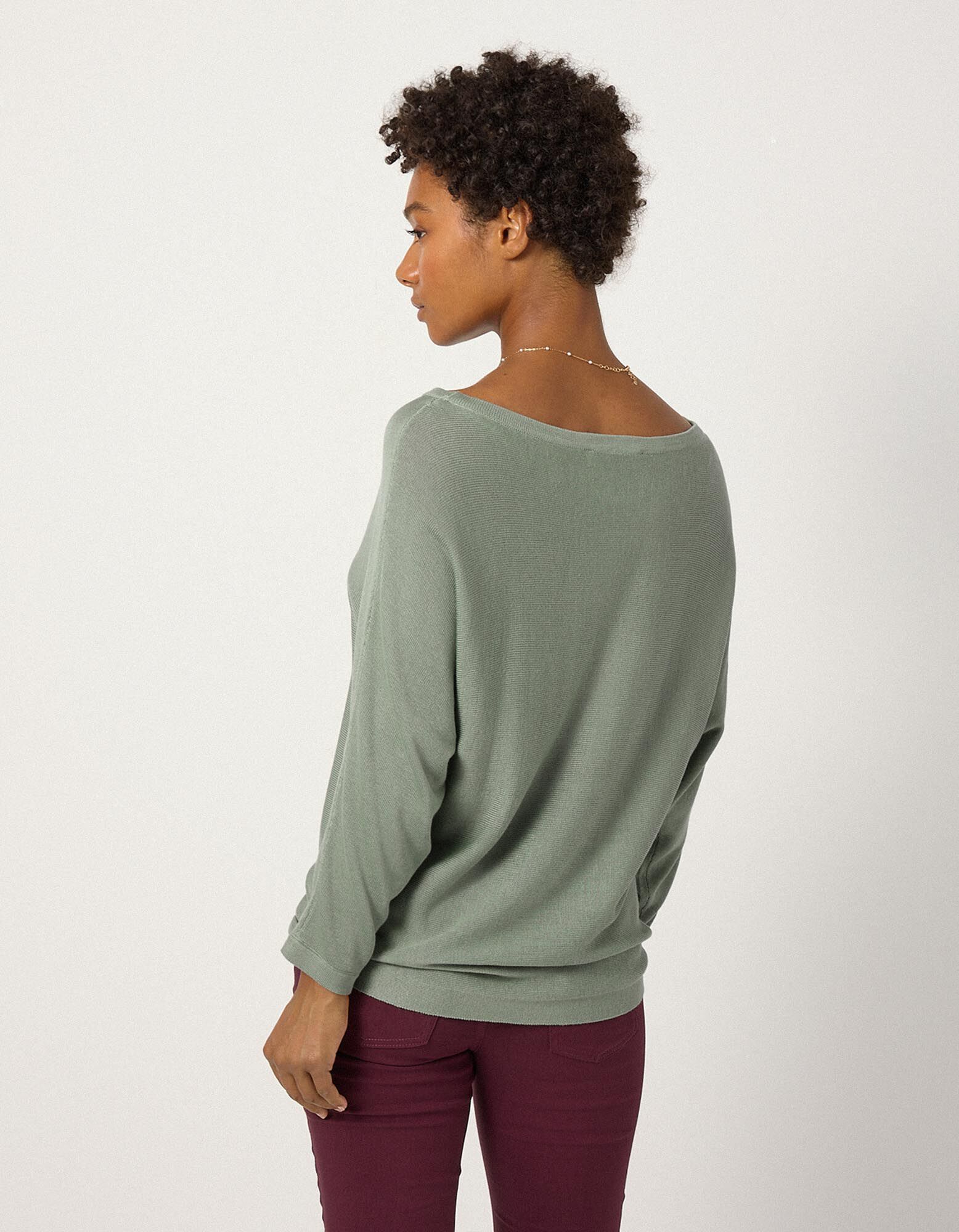 Strickpullover - Fledermaus&auml;rmel - Khaki