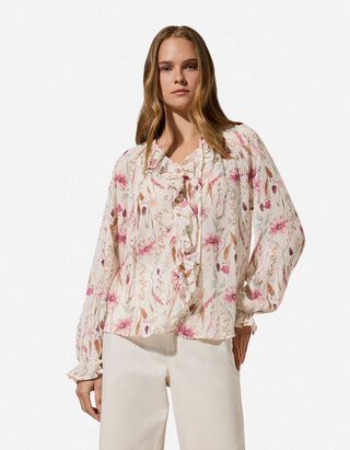 Bluse - Volants - wei&szlig;