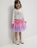 Set aus Shirt und Rock - Mehrfarbiges Design - wei&szlig;