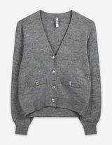 Kardigan - Knoflíky - tmave seda