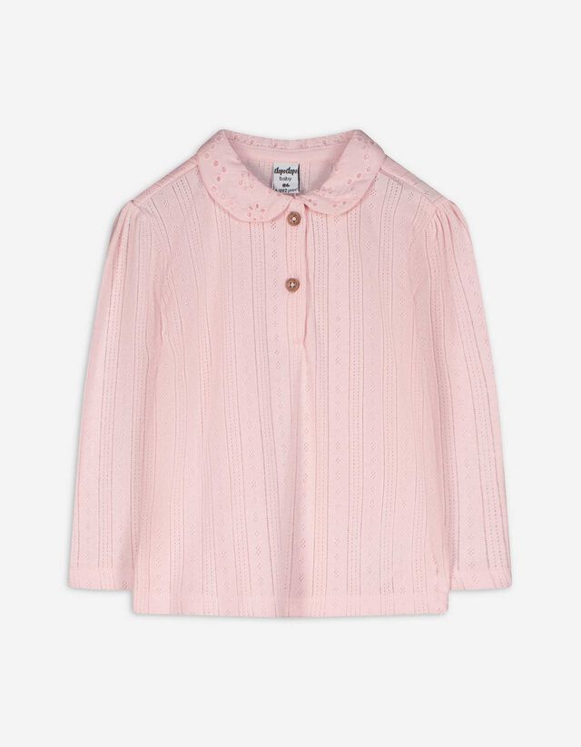 Majica dugih rukava - Kragna Petar Pan - roze