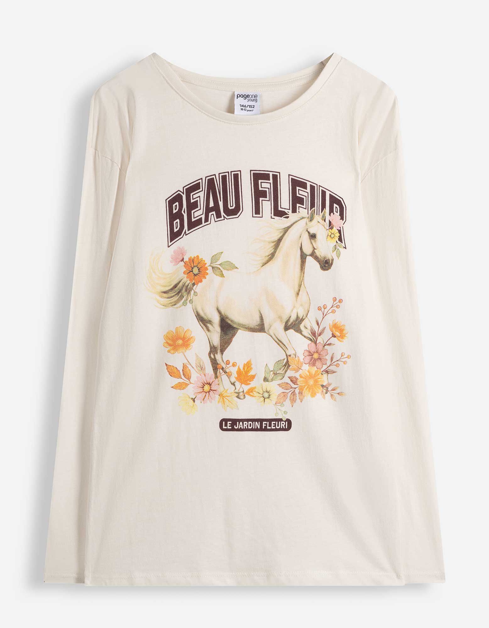 Longsleeve - Voorkantprint - Beige