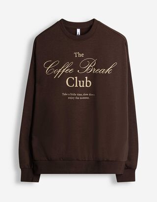 Sweatshirt - Effen - donkerbruin