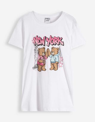 T-shirt - Glitterprint - wit