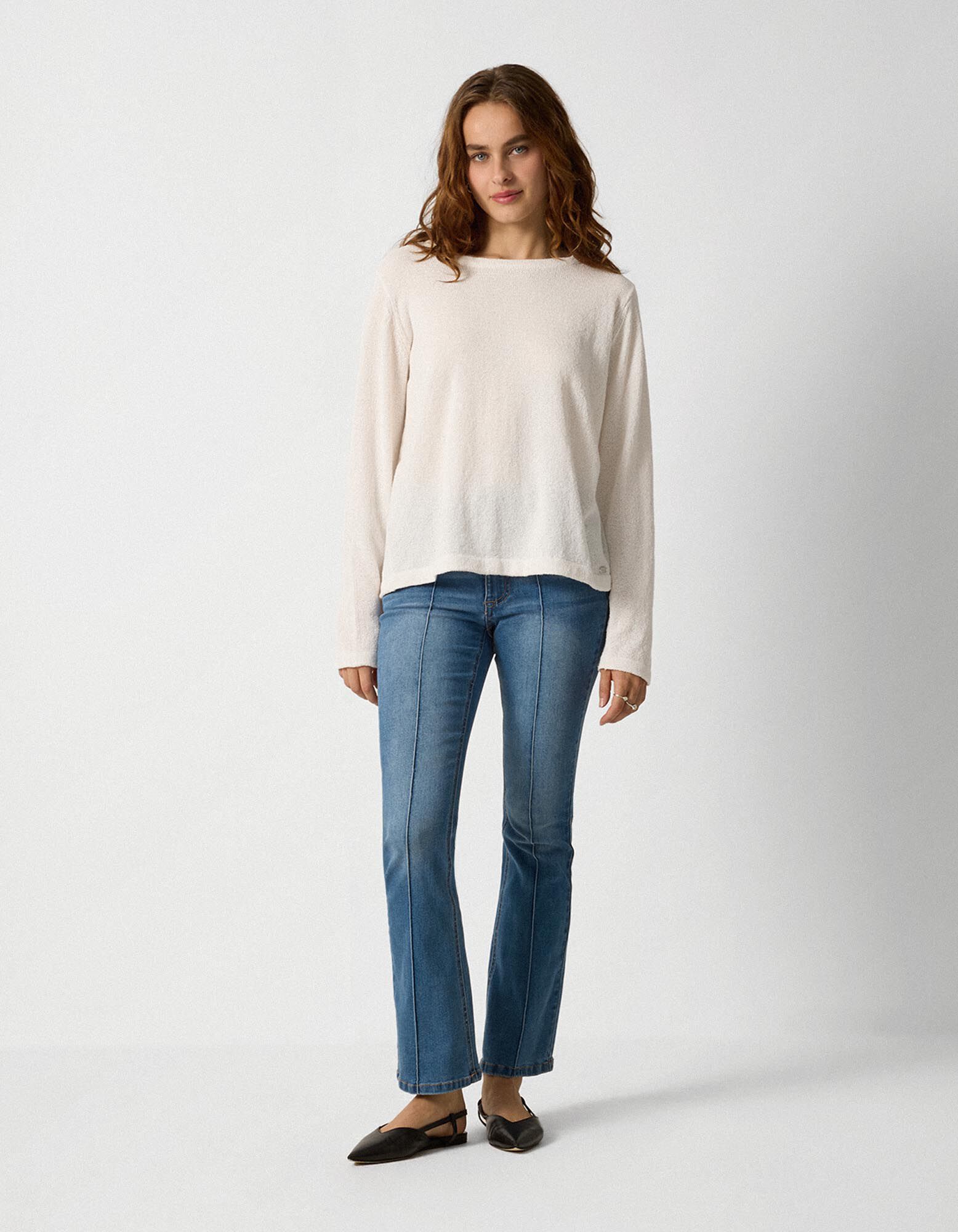 Strickpullover - Relax Fit - Wei&szlig;