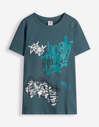 T-Shirt - Frontprint - Dunkelgr&uuml;n