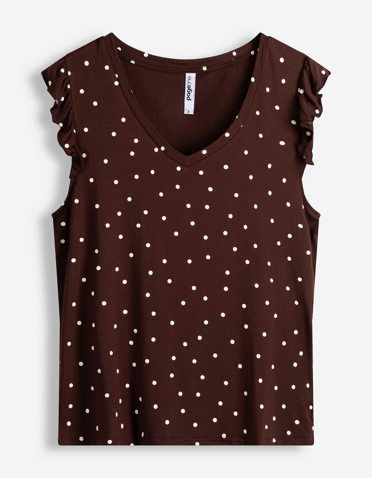 Top - Polkadots - Donkerbruin