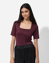 Majica kratek rokav - Mešanica materialov - temno vijolicna