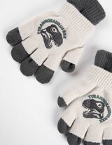 Pirštinės - Su dinozaurų piešiniais - tamsiai pilkas