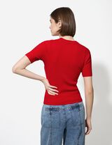 Gebreid overhemd - Geribde structuur - donkerrood