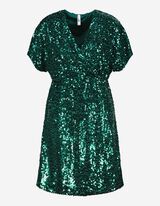 Rochie - Garnitură de paiete - Verde inchis