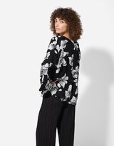 Bluse - Florales Muster - schwarz