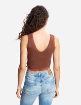 Cropped Top - Spitzenbesatz - hellbraun
