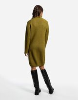 Pletena obleka - Visok ovratnik - svetlo zelena