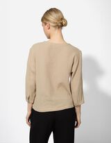 Bluse - V-Ausschnitt - hellbraun