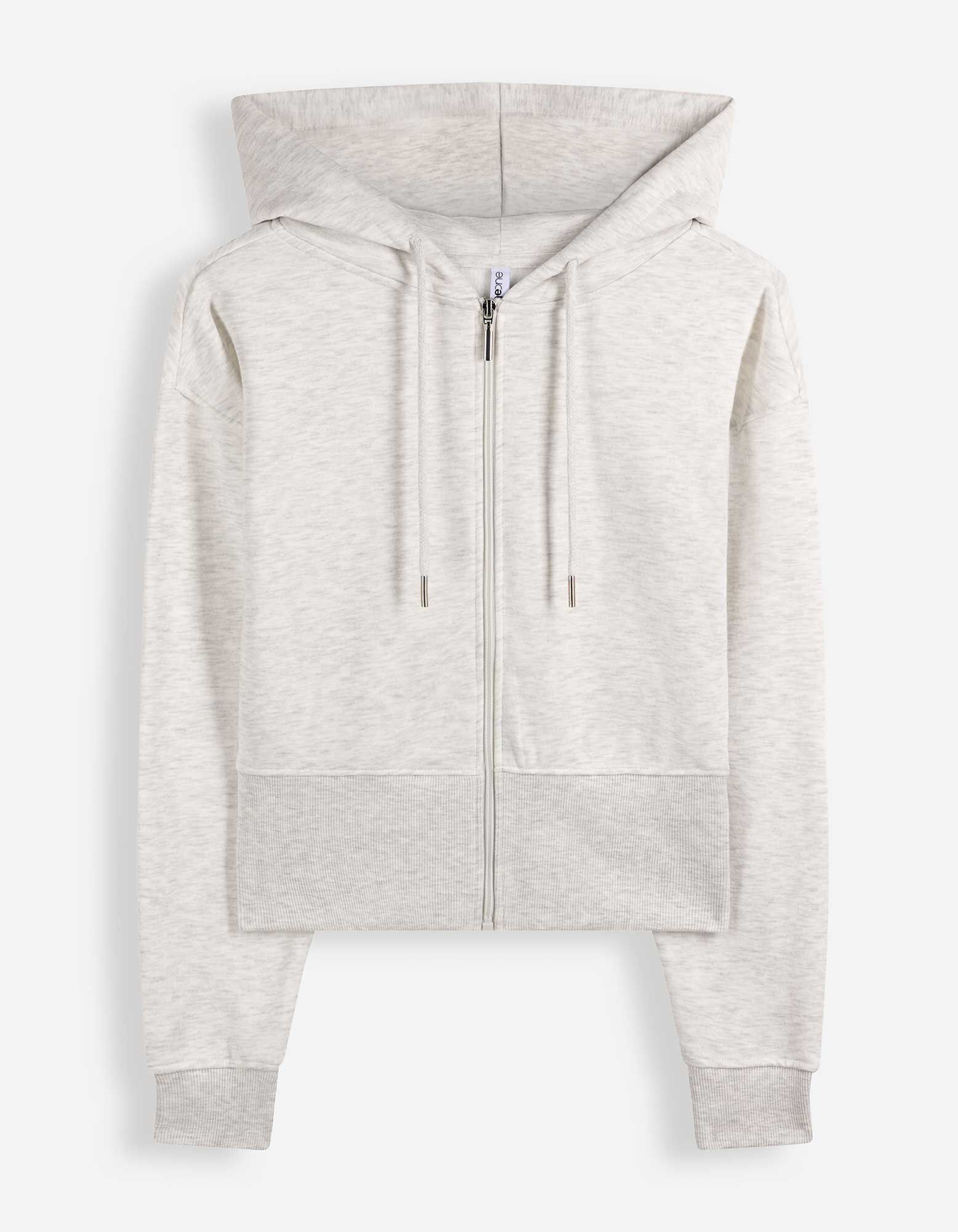Sweatjacke - Gerippte Abschl&uuml;sse - Hellgrau
