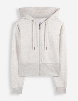 Sweatjacke - Gerippte Abschl&uuml;sse - Hellgrau