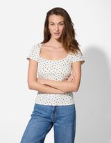 T-Shirt - Allover-Print - weiß