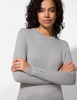 Pleteni pulover - Ukrasna dugmad - sivo