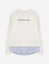 Pullover - Schriftzug - weiß
