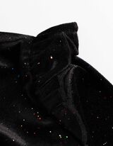 T-shirt &agrave; manches longues - Tissu brillant - Noir