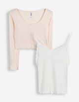Langarmshirt - Double-Layer-Look - rosa