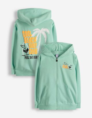 Sweatjacke - R&uuml;ckenprint - hellgr&uuml;n