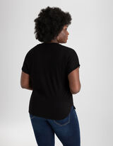 Tricou - Fantă laterală - Negru