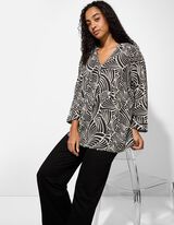 Bluse - Allover-Muster - schwarz