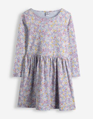 Kleid - Allover-Print - Hellblau