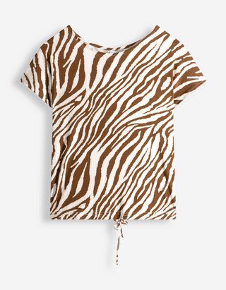 T-Shirt - Florales Muster - braun