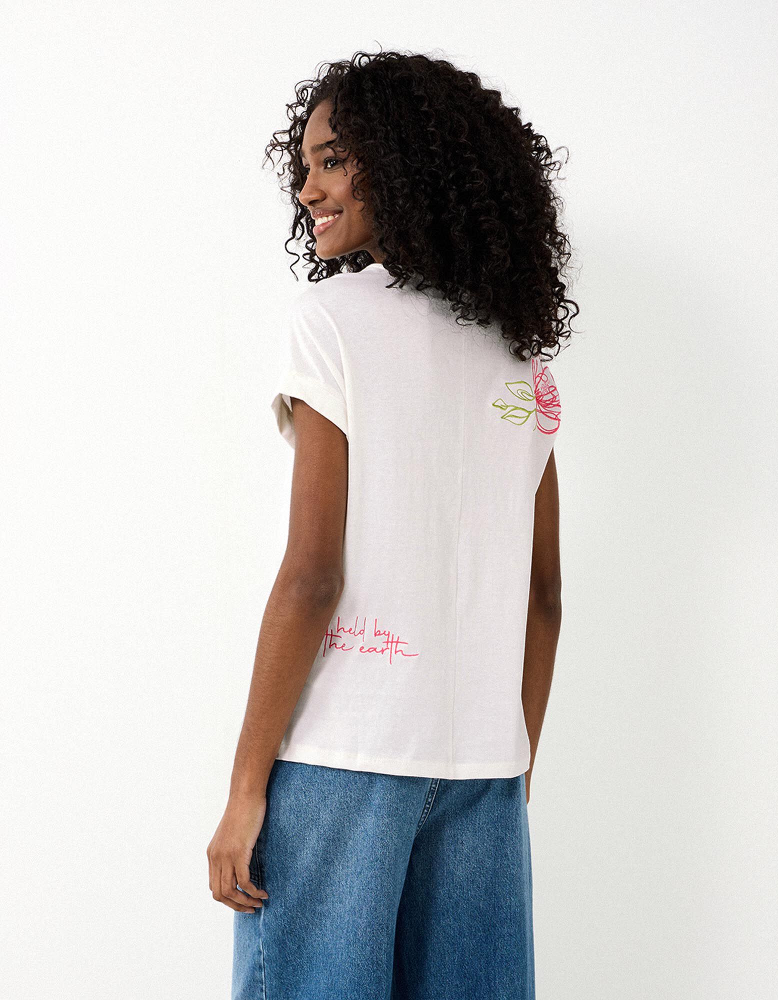 T-Shirt - Stickerei - Wei&szlig;