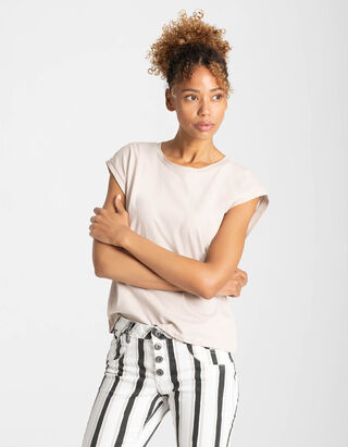 T-shirt - Encolure ronde - Beige