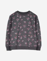 bluza - wzór w kwiaty - ciemny szary
