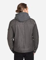 Biker-jakk - eemaldatav kapuuts - tumehall