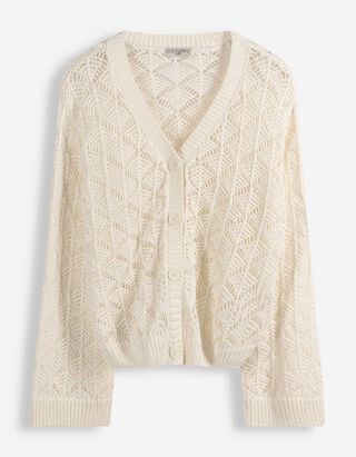 Cardigan - V-Ausschnitt - beige