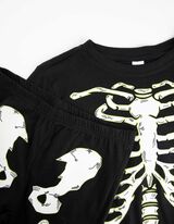 Pyjama Set aus Langarmshirt und Hose  - Leuchtet im Dunklen - schwarz
