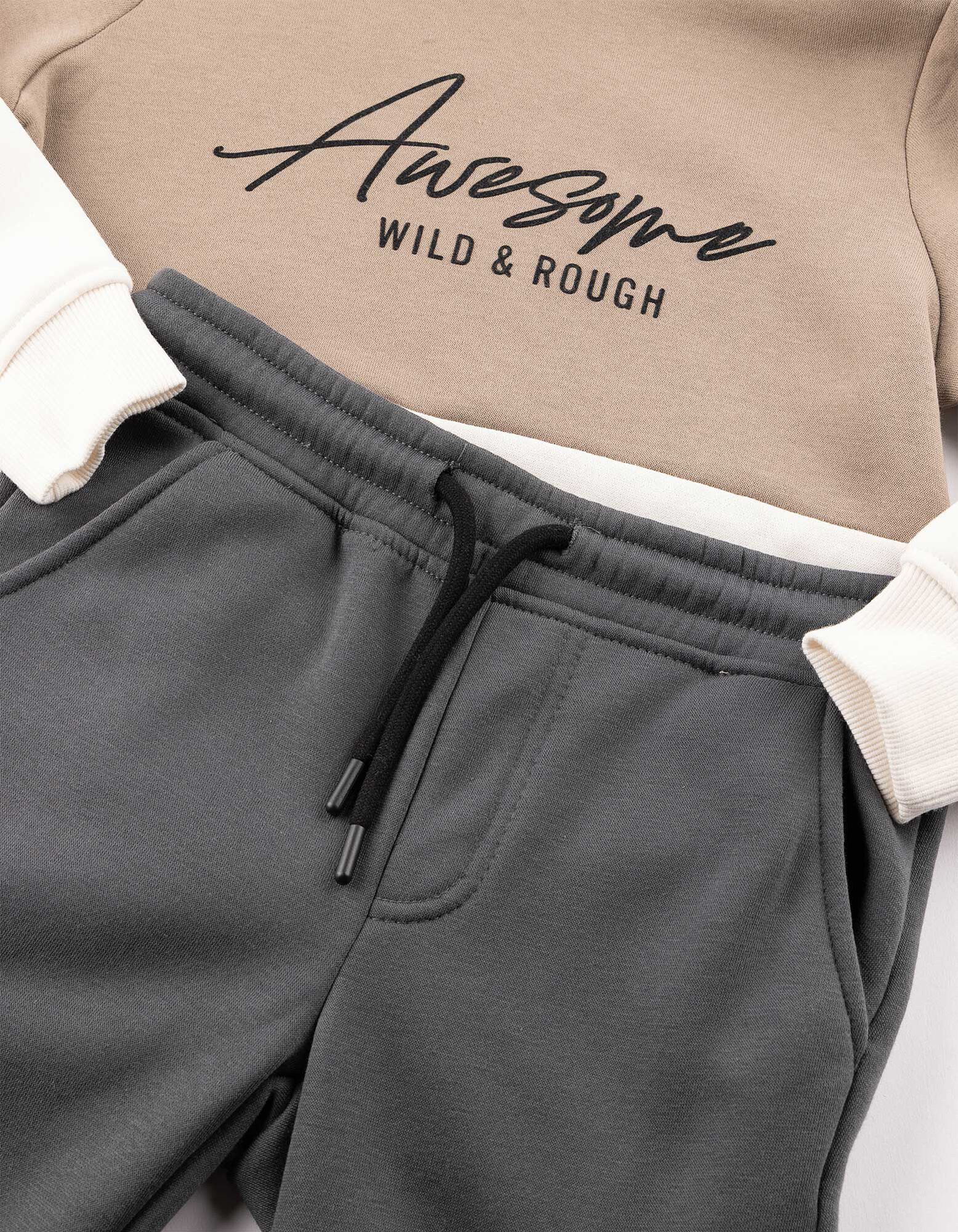 Set aus Sweatshirt und Hose - Color-Blocking - Off-White