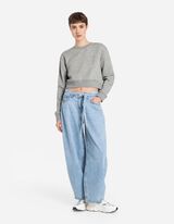 Mikina - skr&aacute;ten&yacute; - svetloseda