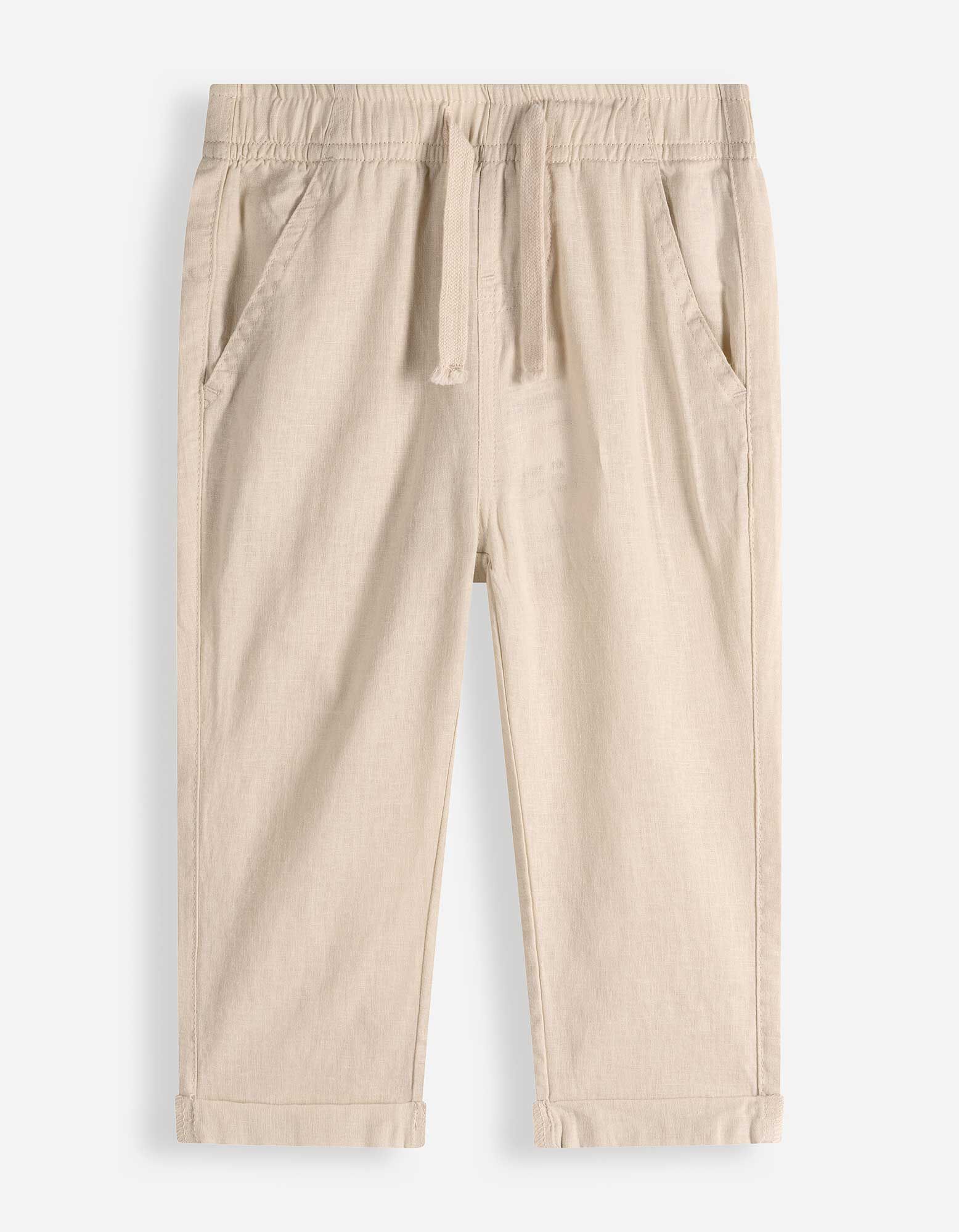 Kalhoty - Směs se lnem - b&iacute;l&aacute;