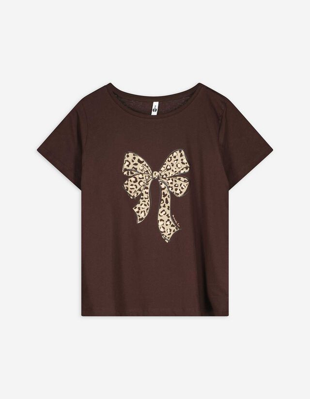 T-shirt - Glitterprint - donkerbruin