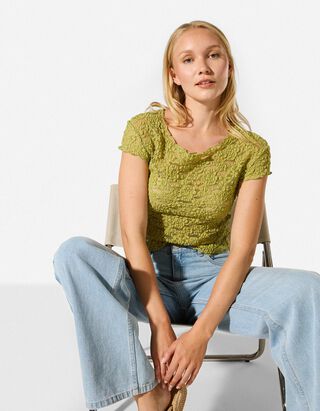 T-shirt - Geschulpte zoom - groen