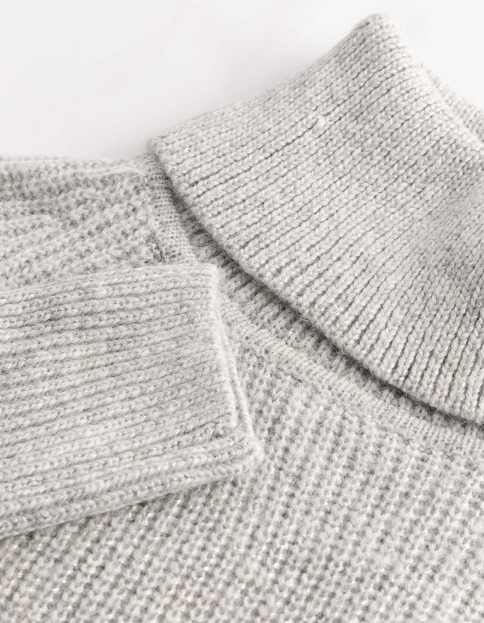 Gebreide jurk - Metallic details - Lichtgrijs